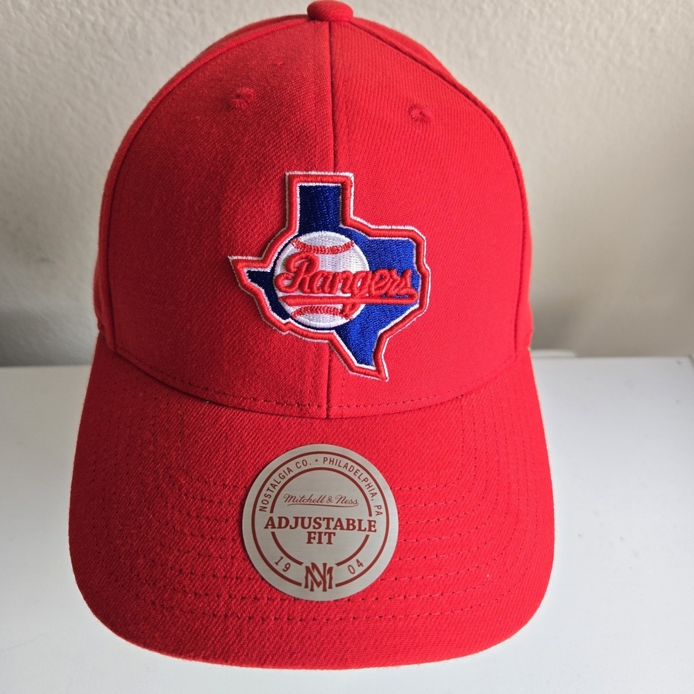 Mitchell and Ness Texas Rangers Red Snapback Hat Baseball Cap Cooperstown